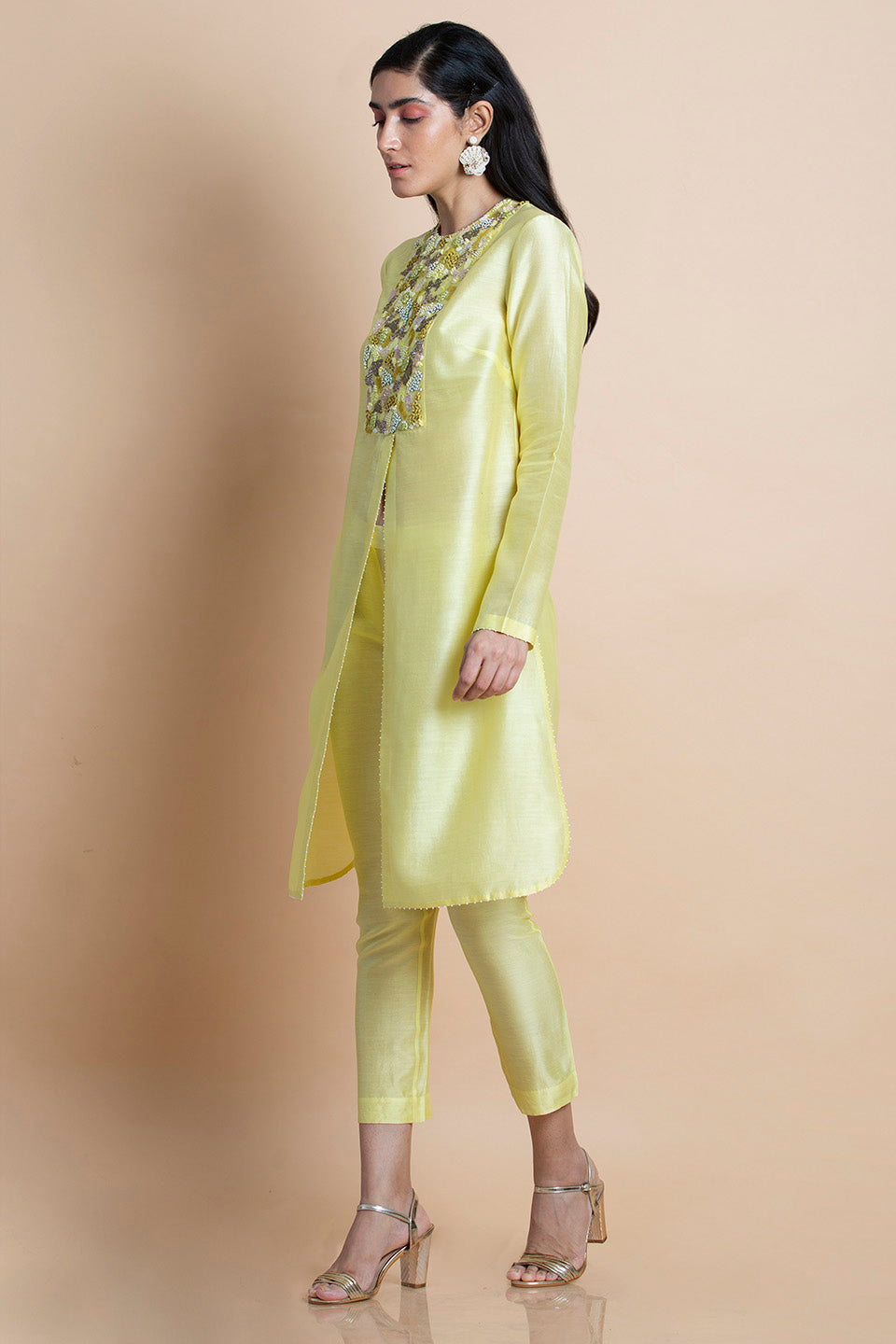 Lime Yellow Hand Embroidered Tunic